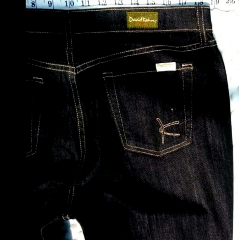 David Kahn Jeans Size 32 Mid Rise Cuff Flare Cut Polished NWT - Picture 5 of 7